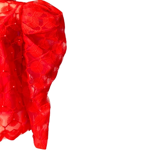 # A032 N BY NANCY Romantic Vibe Red puffy sleeves Vintage top NWT XL - Picture 9 of 12